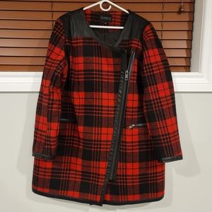 Eloquii Red Buffalo Check Plaid Wool Coat